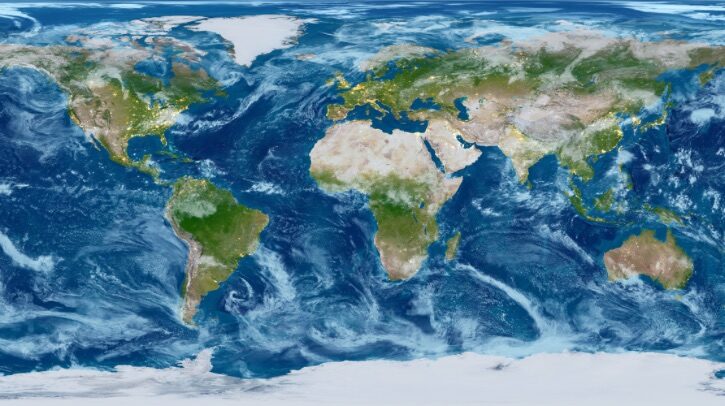 Scripps Oceanography and UC Santa Barbara lead US$9.5m research project on ocean cycles The image shows a flat view of Earth from space.