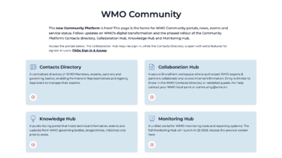 WMO rolls out first portals on new Community Platform