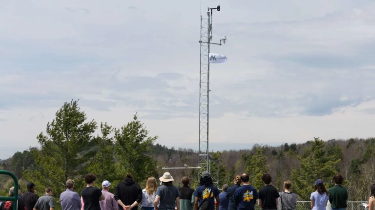 The Mesonet ribbon-cutting ceremony in Lydonville, VT. Photo: Hannah Fischer