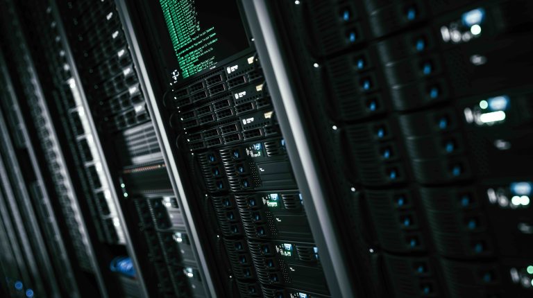 Server cabinets close up.