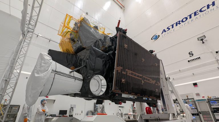 The Meteosat Third Generation (MTG) Sounder satellite, with the Copernicus Sentinel-4 instrument on board. Credit: ESA
