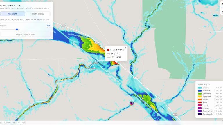 Baron Weather launches AI flash flood tool and solid-state weather radar Screenshot from Baron Weather's new AI flash flood tool Flood Finder.